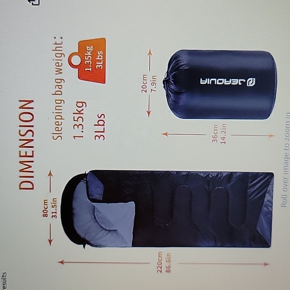 Jeaouia black sleeping bag AllAges Lightweight Waterproof 10-20°C 86.6x32.5" New